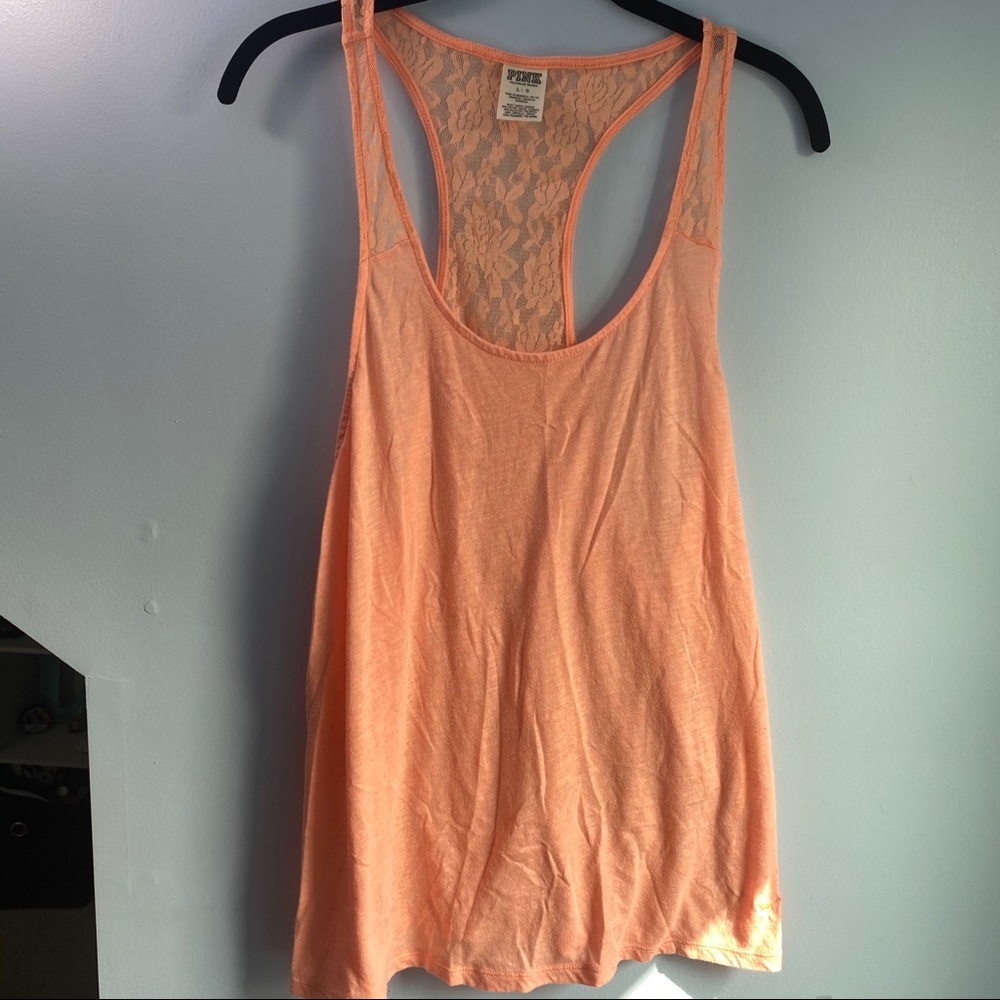 Orange VS Pink lace back tank
